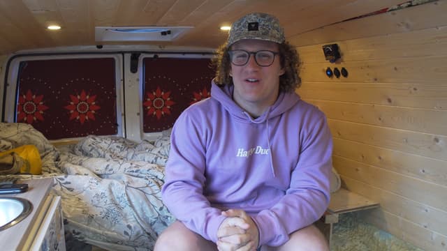 S04:E06 - Living Stealth Van Life at a University to Live Rent Free / Moving Truck Converted Into Tiny Home